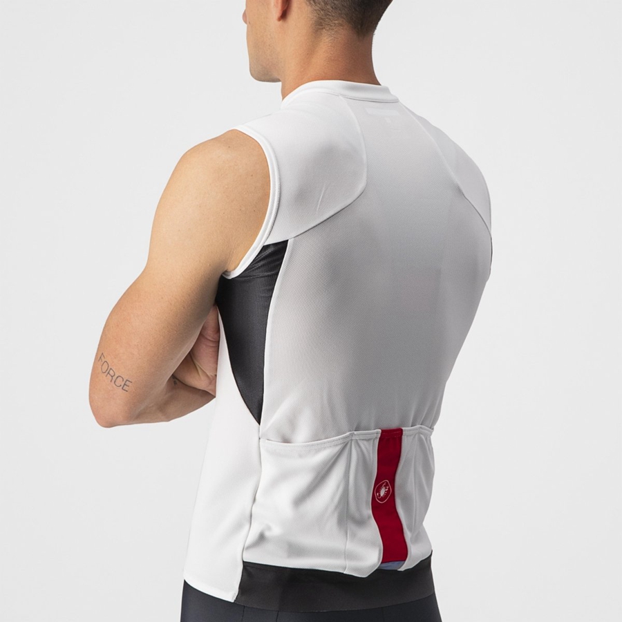 Castelli ENTRATA VI SLEEVELESS Men Jersey White / Black / Red | ZWPT61827