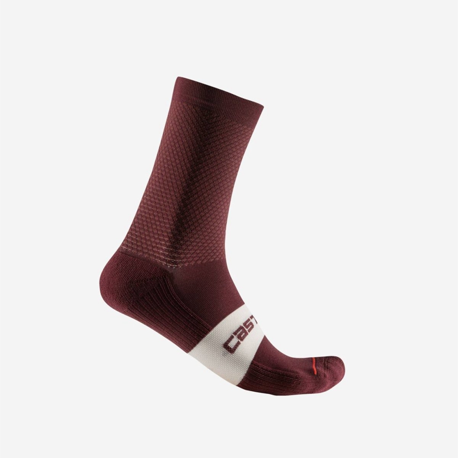 Castelli ESPRESSO 15 Men Socks Deep Burgundy | LJEV80237