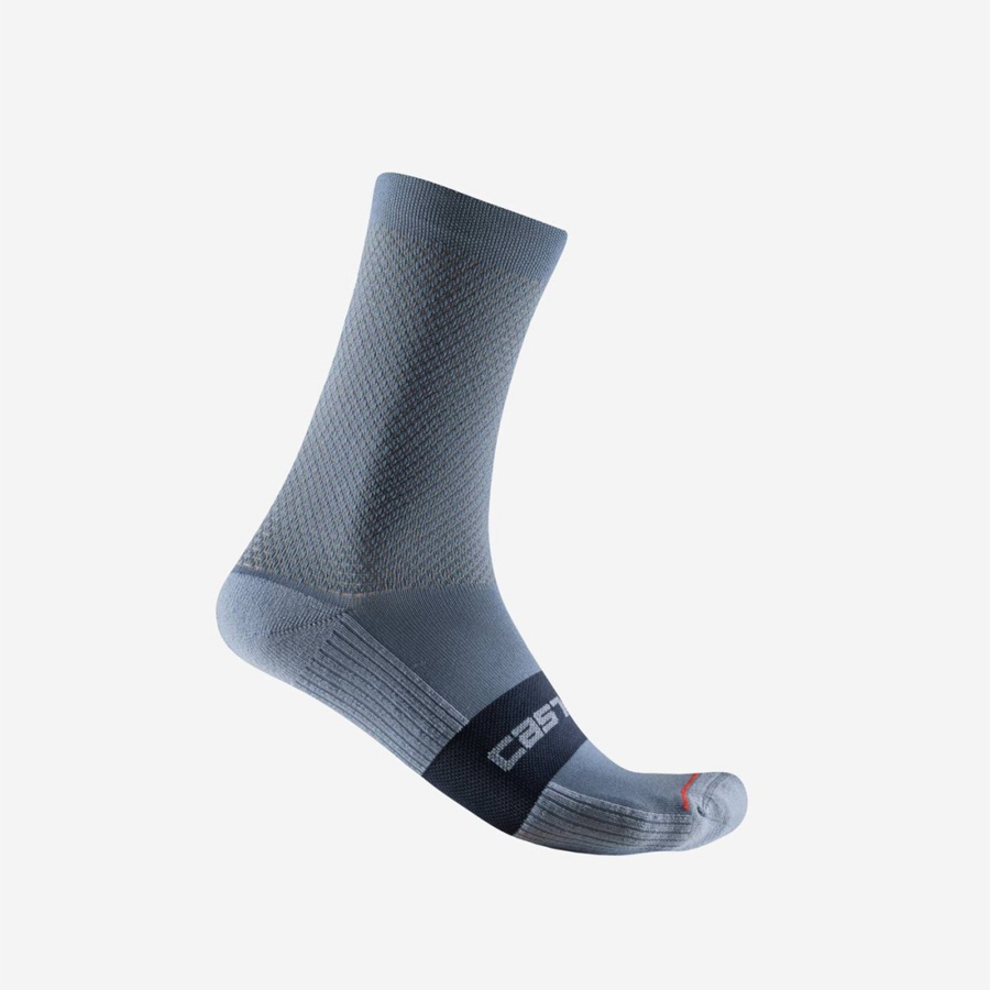 Castelli ESPRESSO 15 Men Socks Light Grey Blue | BQXC03152