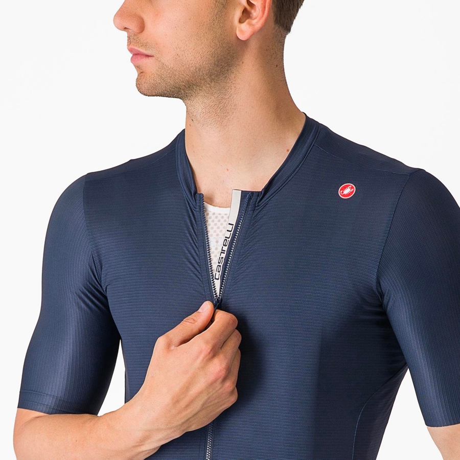 Castelli ESPRESSO Men Jersey Blue / Silver | YMKZ30786