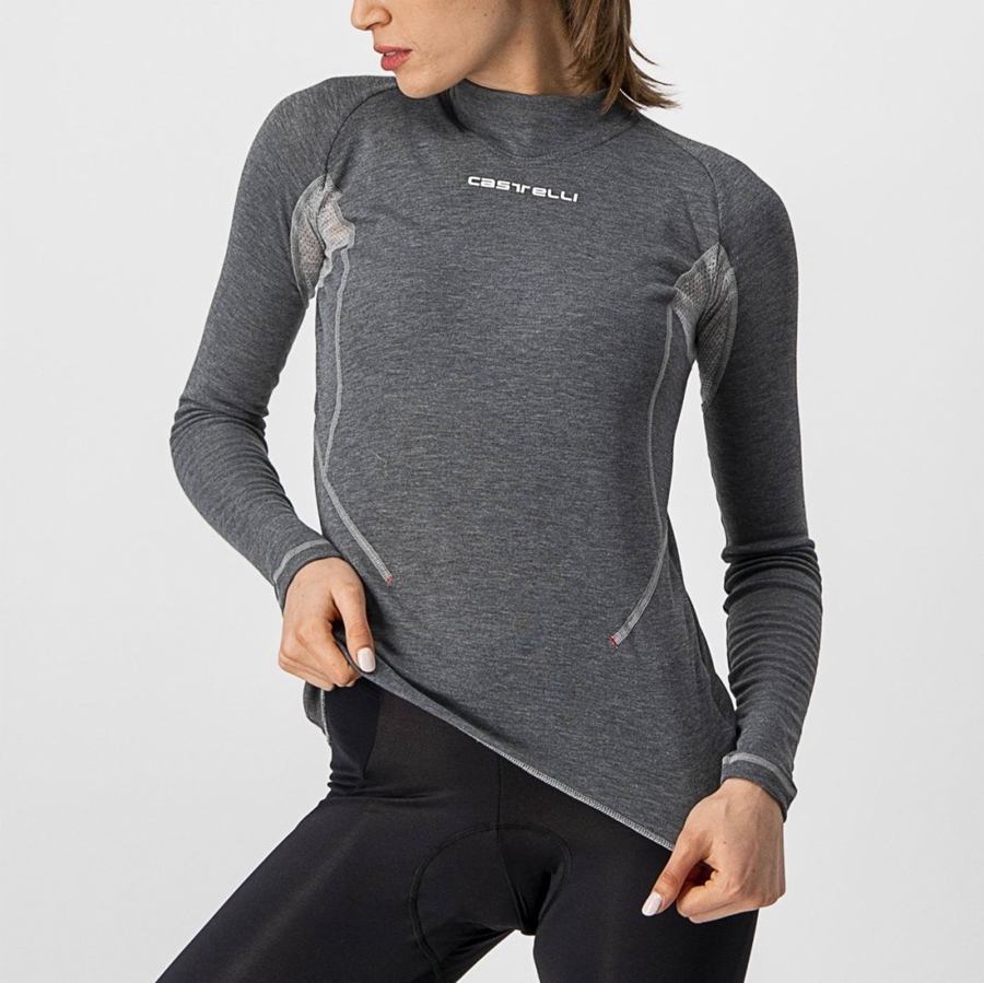 Castelli FLANDERS 2 W WARM LONG SLEEVE Women Base Layer Grey | MTGP03719