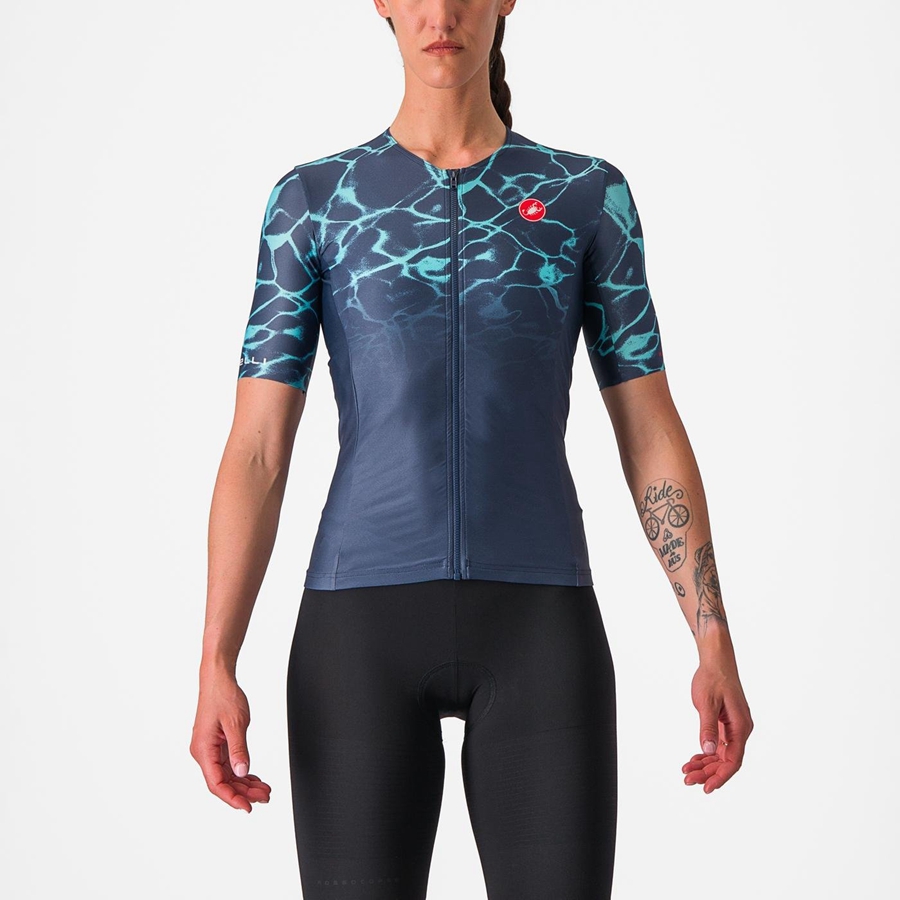 Castelli FREE SPEED 2 W RACE TOP Women Suits Blue / Light Turquoise | DMZX65710