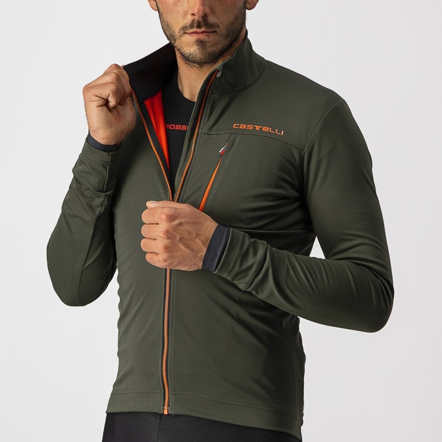 Castelli GO Men Jackets Green / Red | QNKE73261