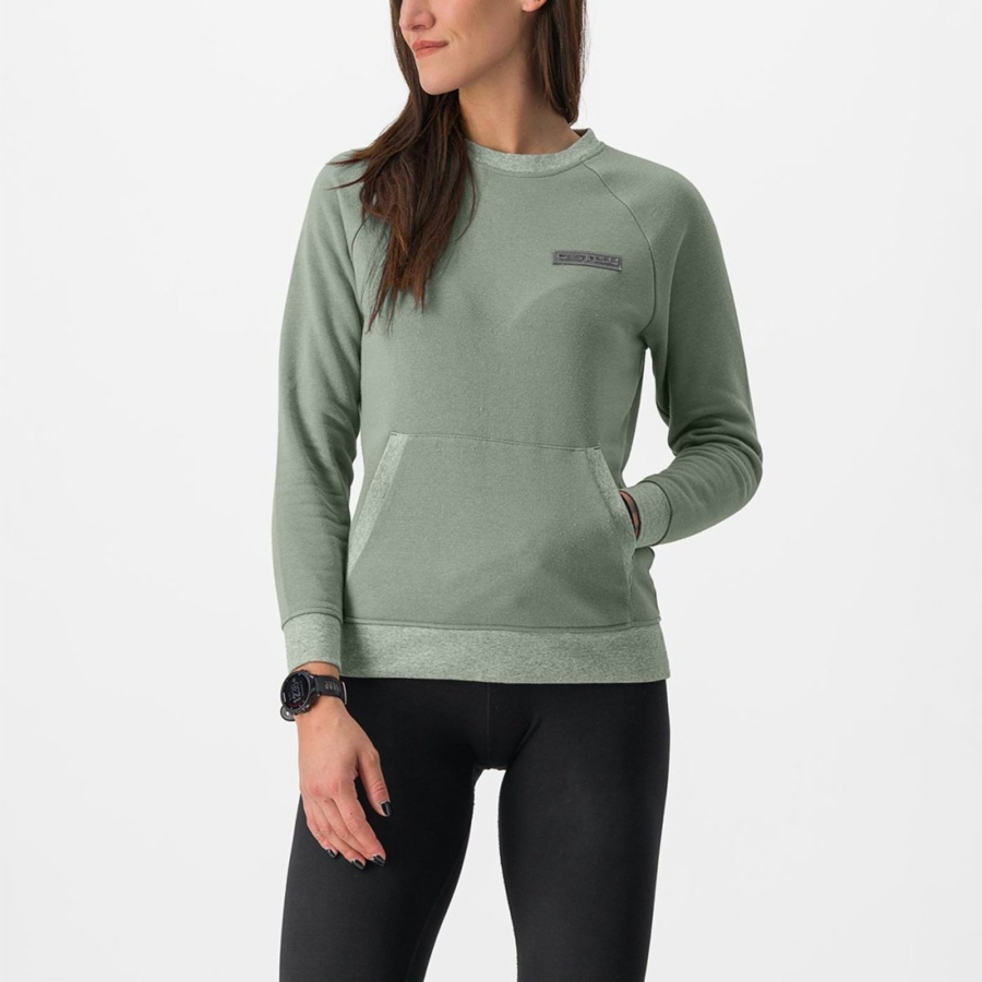 Castelli LOGO W SWEATSHIRT Women Casual Green | GXKA82013