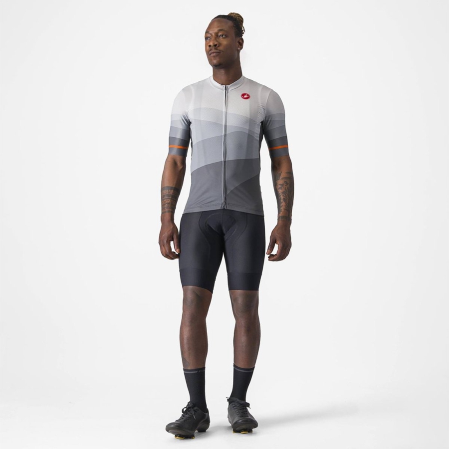 Castelli ORIZZONTE Men Jersey Dark Grey / Silver Grey | UHKF79405