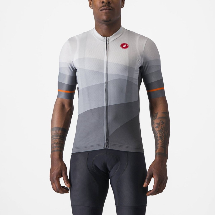 Castelli ORIZZONTE Men Jersey Dark Grey / Silver Grey | UHKF79405