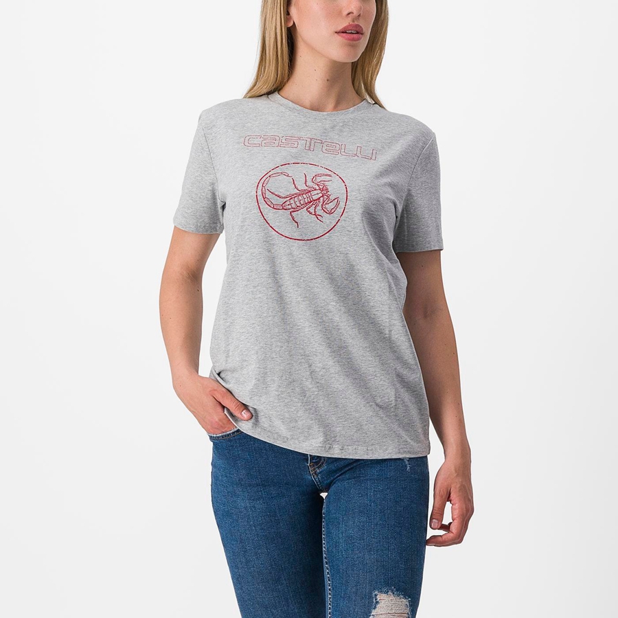 Castelli PEDALARE TEE Women Casual Khaki Grey | XKMO85069