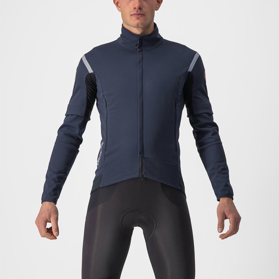 Castelli PERFETTO RoS 2 CONVERTIBLE Men Jackets Blue / Silver | FUJV19647