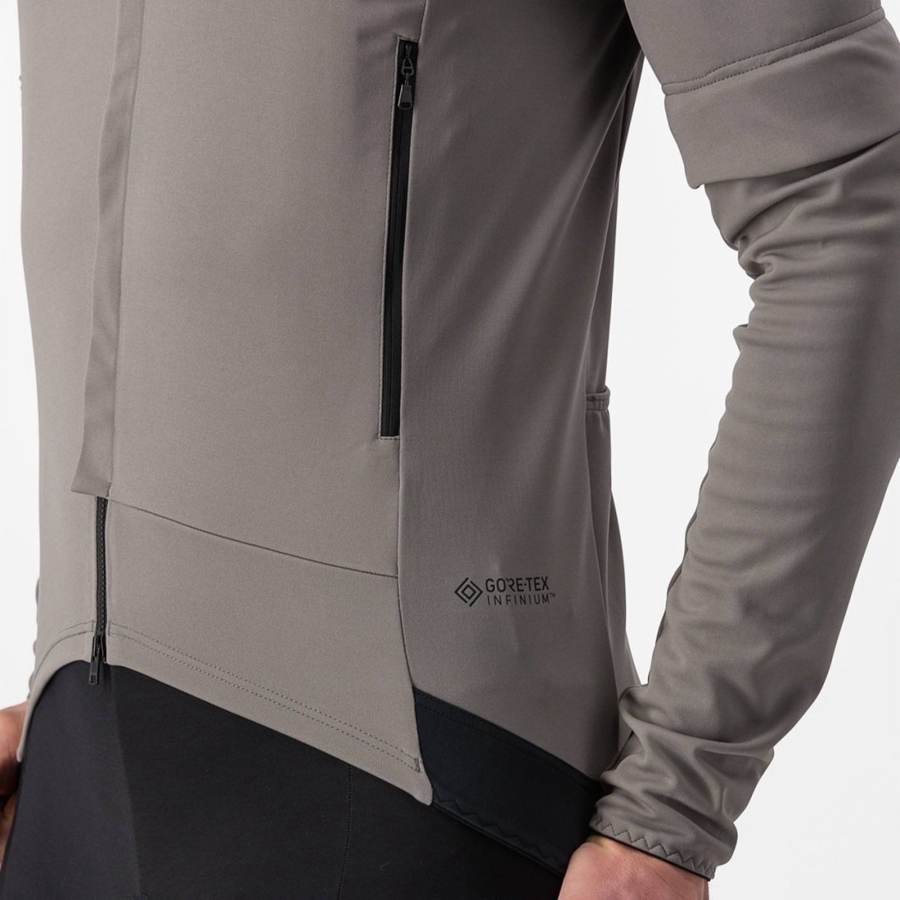 Castelli PERFETTO RoS 2 CONVERTIBLE Men Jackets Grey / Khaki Grey | DAMT87364