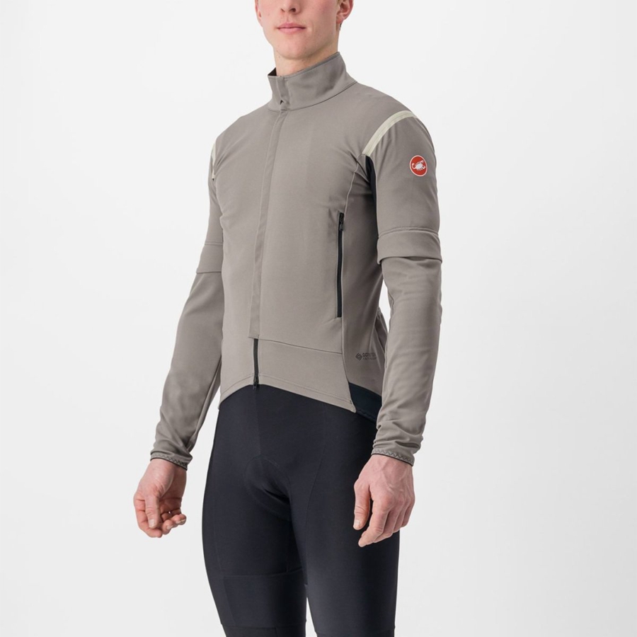 Castelli PERFETTO RoS 2 CONVERTIBLE Men Jackets Grey / Khaki Grey | DAMT87364