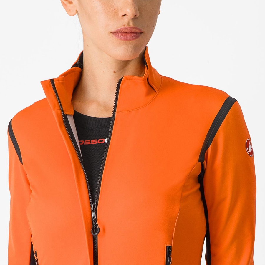 Castelli PERFETTO RoS 2 W Women Jackets Red Orange / Black | QVTF46920