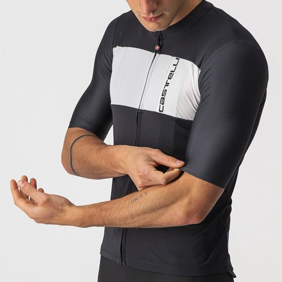 Castelli PROLOGO 7 Men Jersey Black / Silver Grey / White | CUTR31297