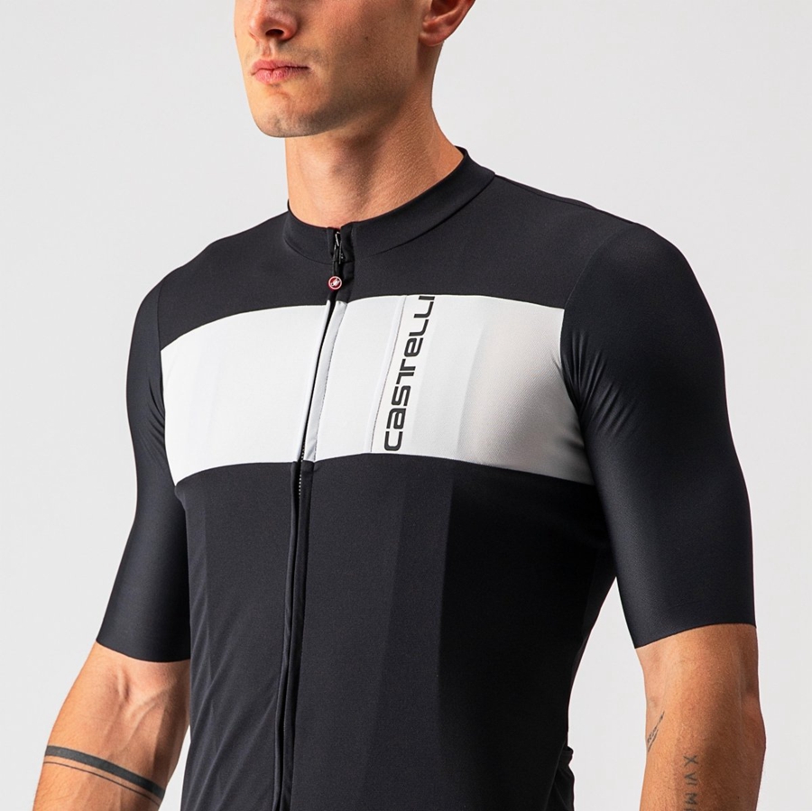 Castelli PROLOGO 7 Men Jersey Black / Silver Grey / White | CUTR31297