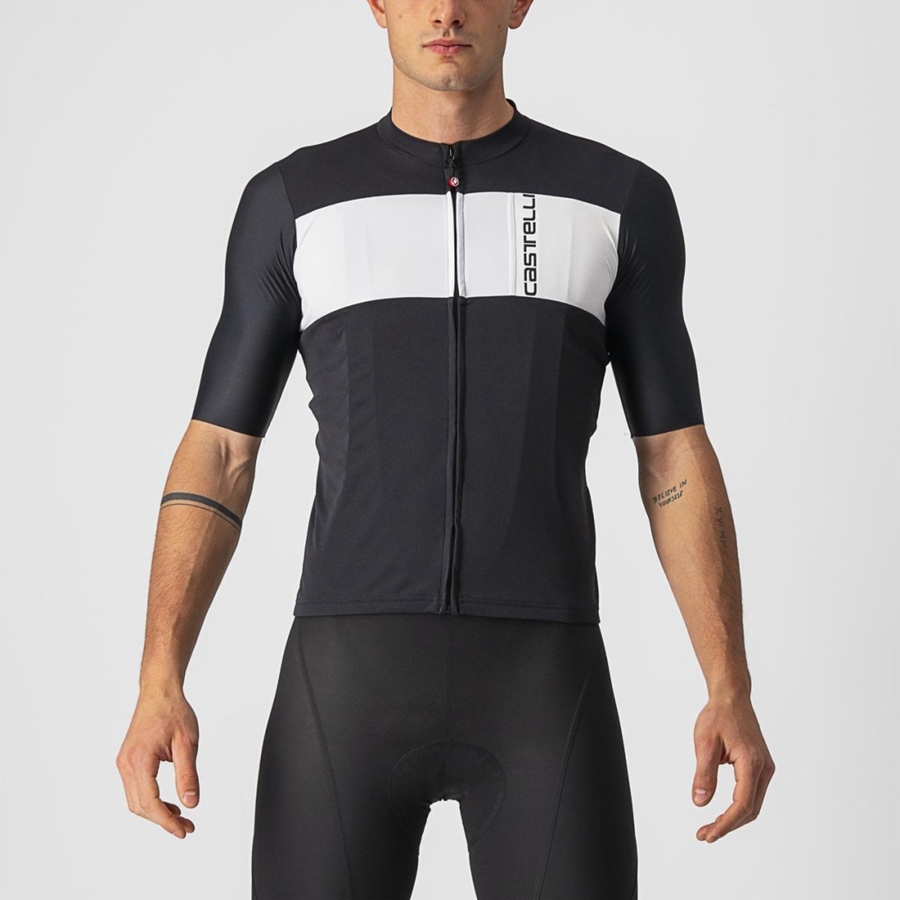 Castelli PROLOGO 7 Men Jersey Black / Silver Grey / White | CUTR31297