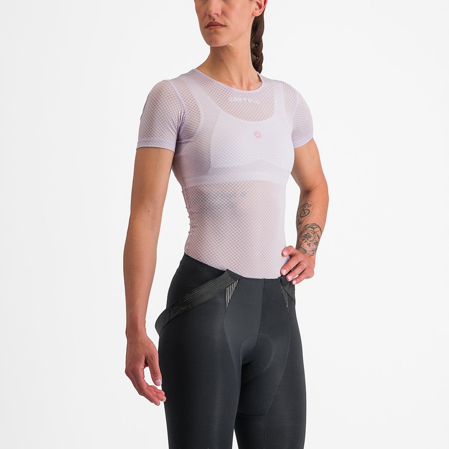 Castelli PRO MESH W SHORT SLEEVE Women Base Layer Purple White | HYIG03941