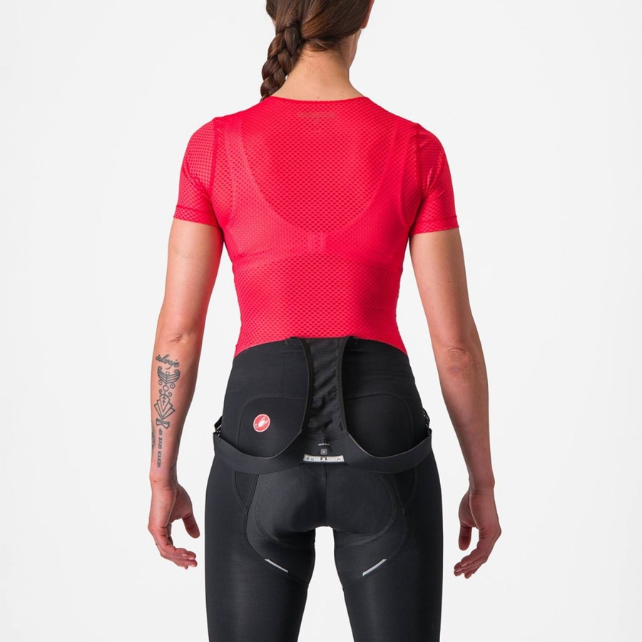 Castelli PRO MESH W SHORT SLEEVE Women Base Layer Red | RGJZ14392