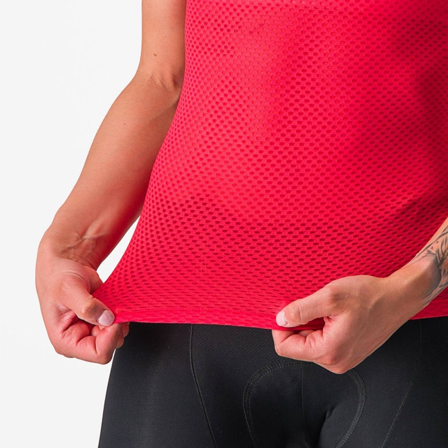 Castelli PRO MESH W SHORT SLEEVE Women Base Layer Red | RGJZ14392