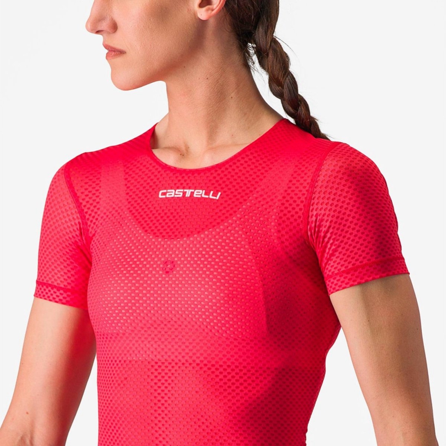 Castelli PRO MESH W SHORT SLEEVE Women Base Layer Red | RGJZ14392