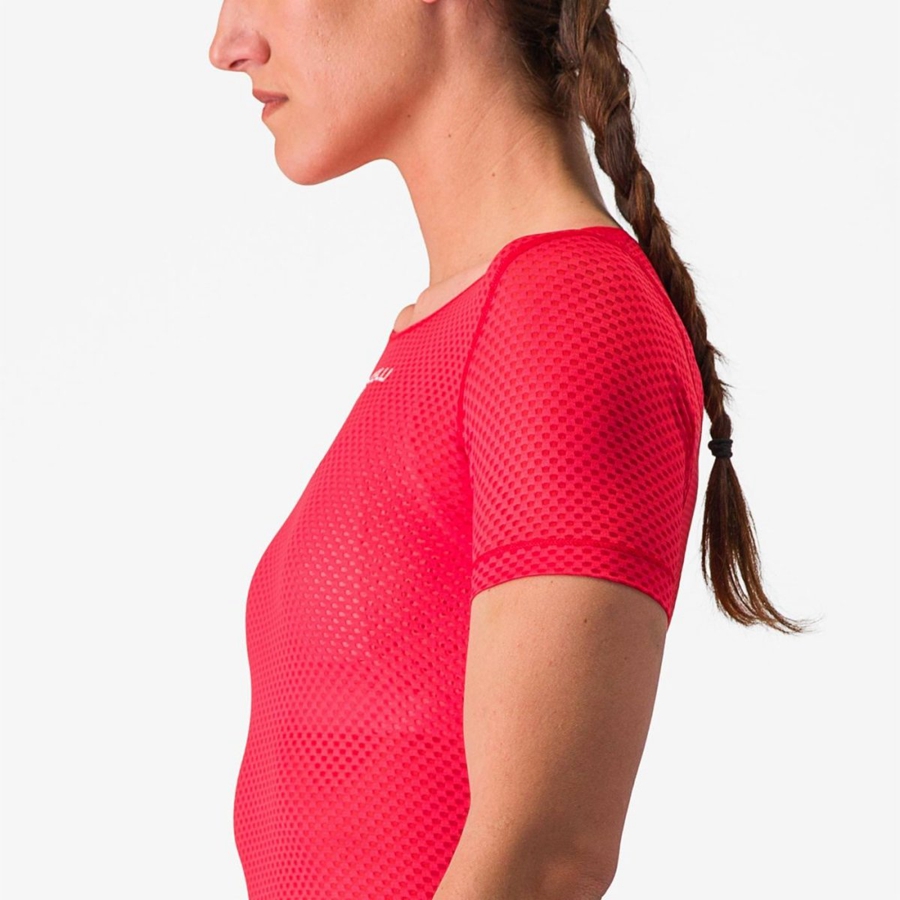 Castelli PRO MESH W SHORT SLEEVE Women Base Layer Red | RGJZ14392