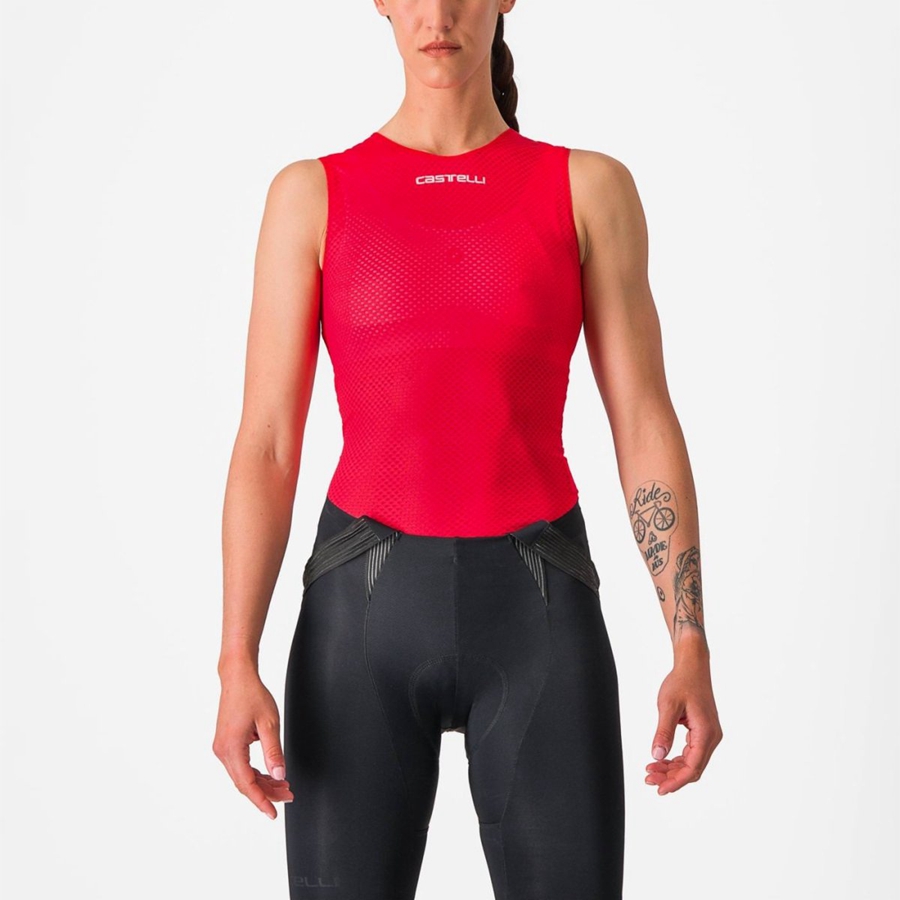 Castelli PRO MESH W SLEEVELESS Women Base Layer Red | ANRJ70824