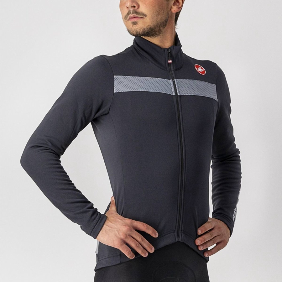 Castelli PURO 3 FZ Men Jersey Black / Silver | MLOT61409