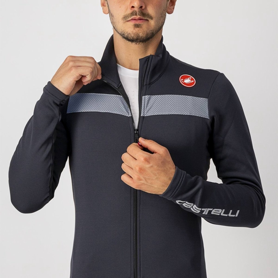 Castelli PURO 3 FZ Men Jersey Black / Silver | MLOT61409