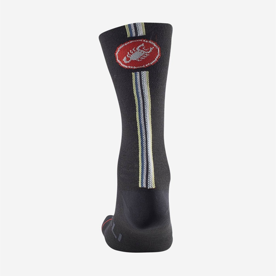 Castelli RACING STRIPE 18 Men Socks Black | OVDF54310