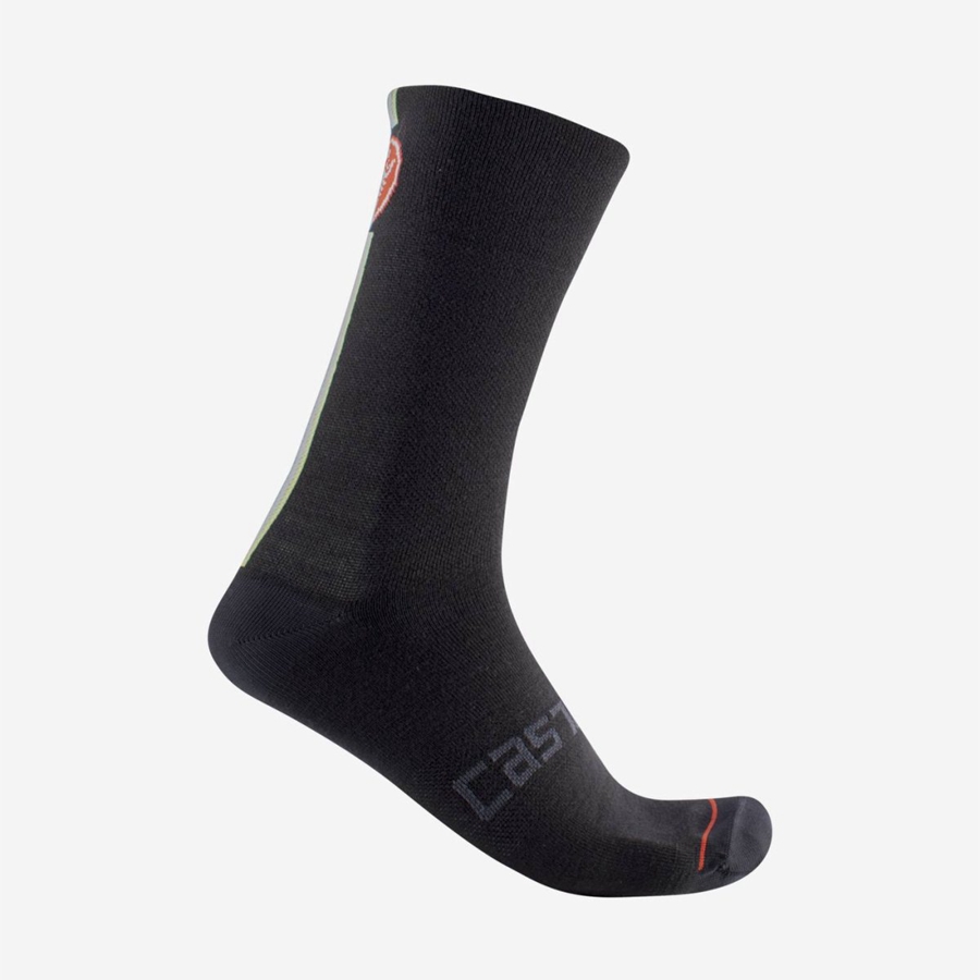 Castelli RACING STRIPE 18 Men Socks Black | OVDF54310