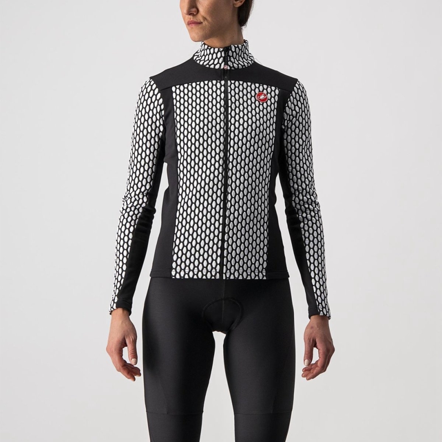 Castelli SFIDA 2 FZ Women Jersey Black / White | UXPW46293