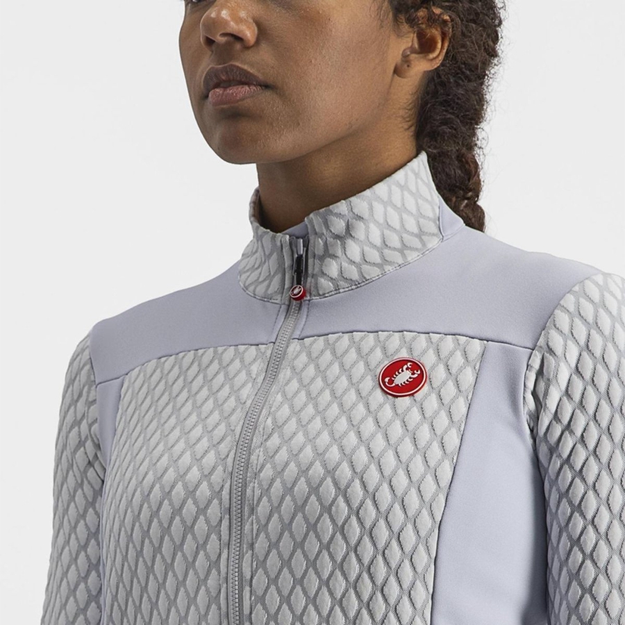 Castelli SFIDA 2 FZ Women Jersey Silver Grey / White | CYFL28796