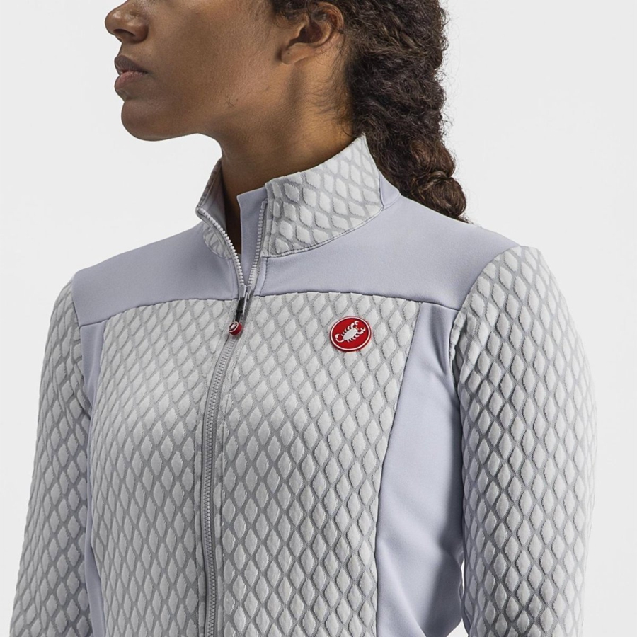 Castelli SFIDA 2 FZ Women Jersey Silver Grey / White | CYFL28796