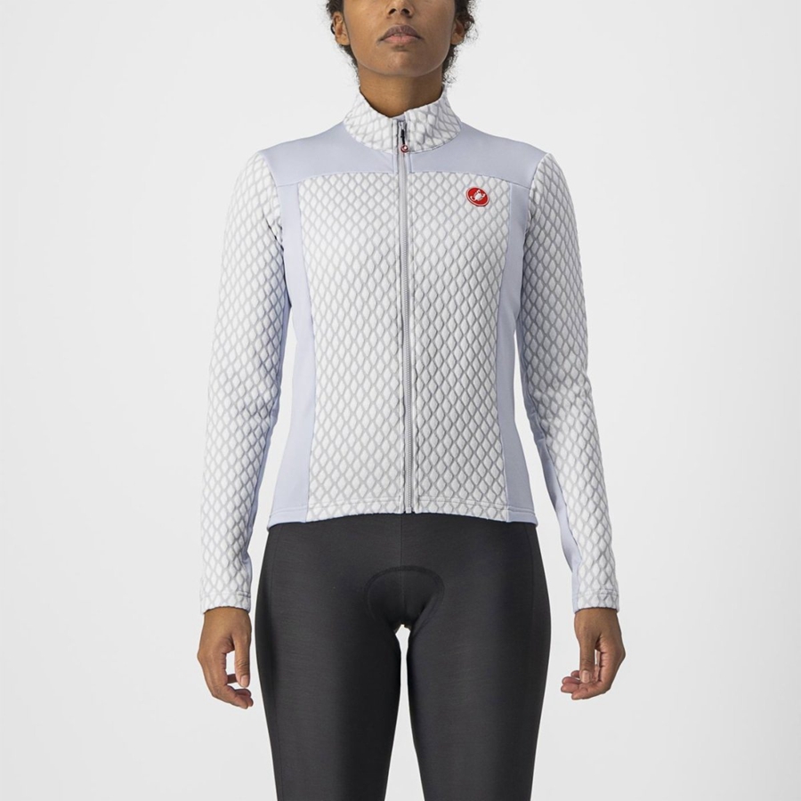 Castelli SFIDA 2 FZ Women Jersey Silver Grey / White | CYFL28796