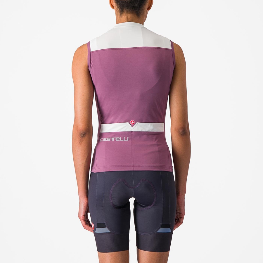 Castelli SOLARIS SLEEVELESS Women Jersey Deep Purple / White | VRHT78962