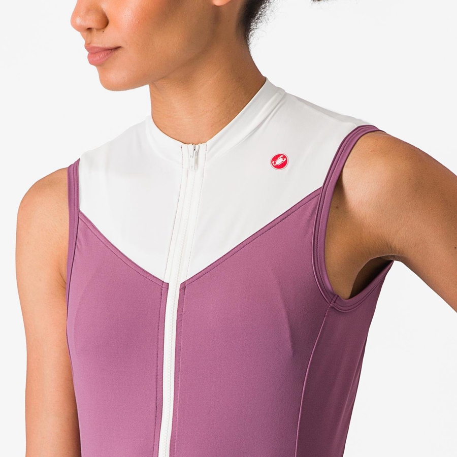 Castelli SOLARIS SLEEVELESS Women Jersey Deep Purple / White | VRHT78962