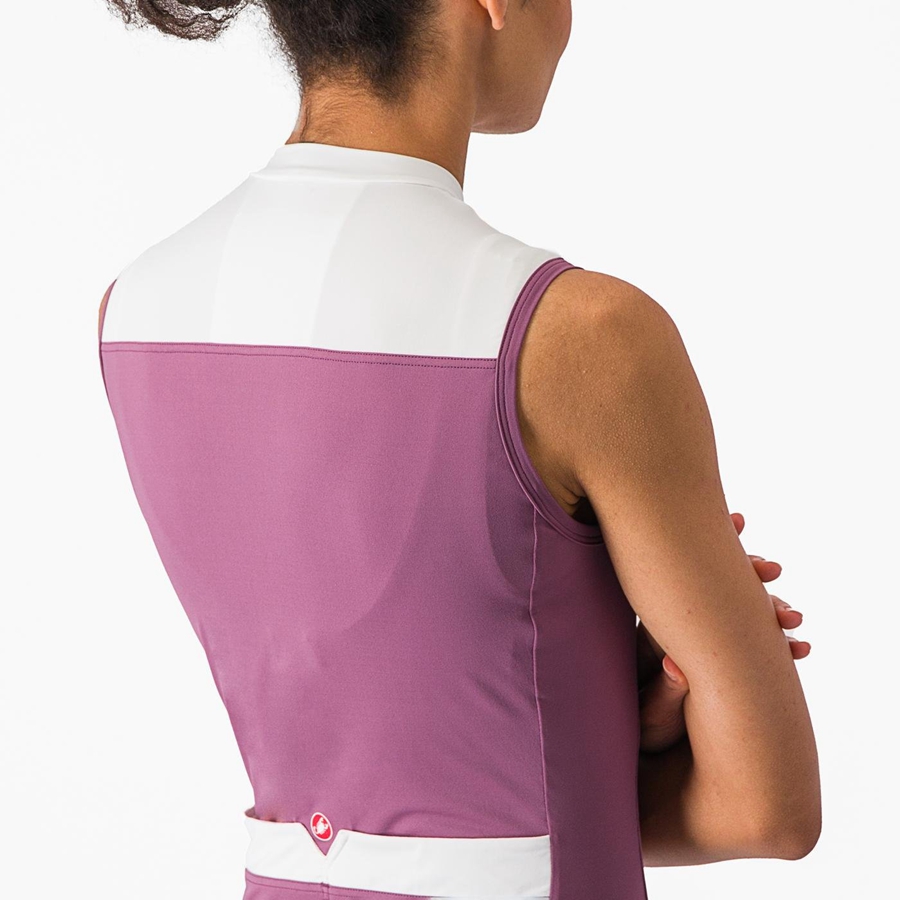 Castelli SOLARIS SLEEVELESS Women Jersey Deep Purple / White | VRHT78962