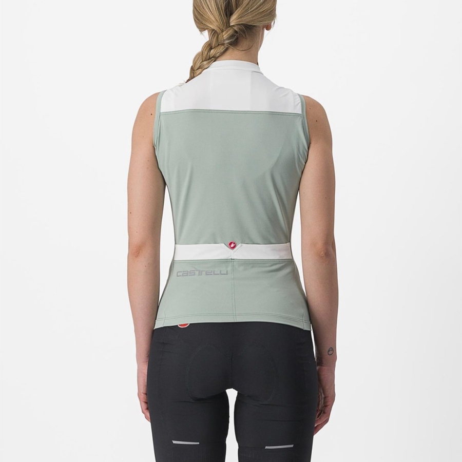 Castelli SOLARIS SLEEVELESS Women Jersey Green / White | NAYI47120