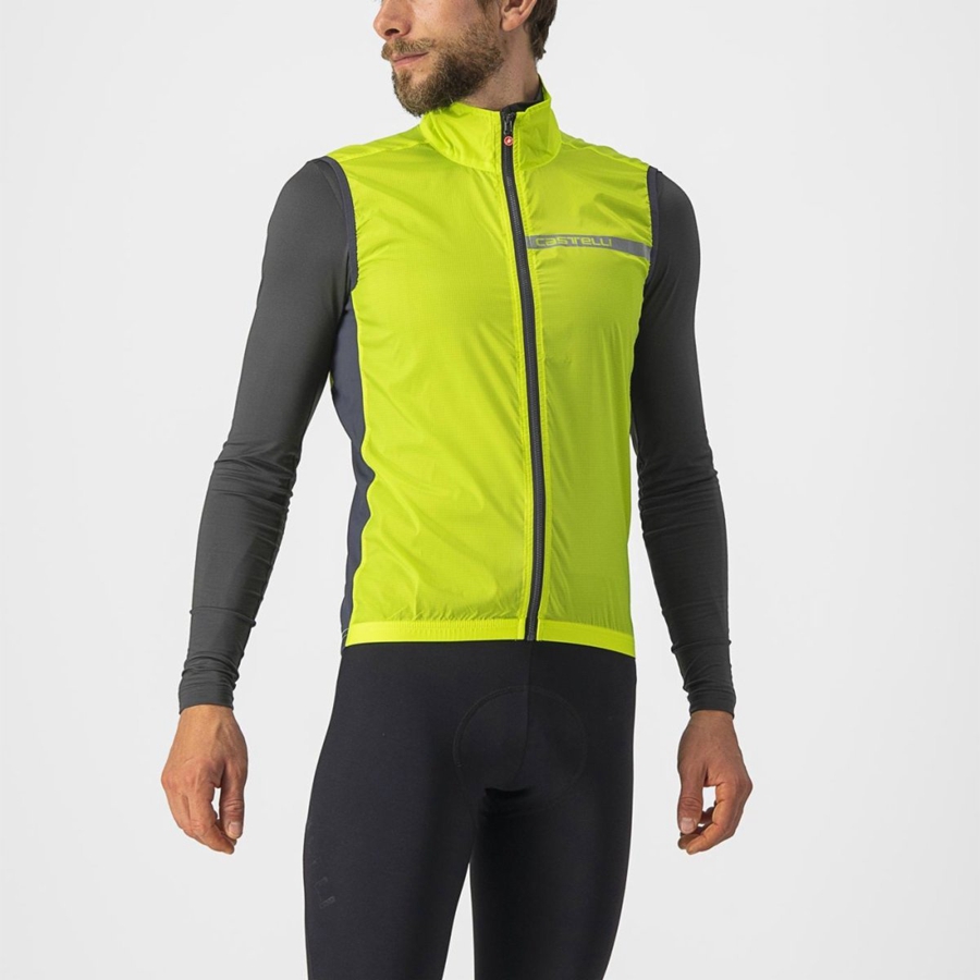 Castelli SQUADRA STRETCH Men Vest Light Green / Dark Grey | DKRM89627