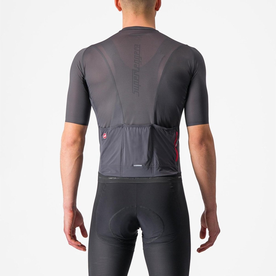 Castelli SUPERLEGGERA 3 Men Jersey Dark Grey | ZOKN60235