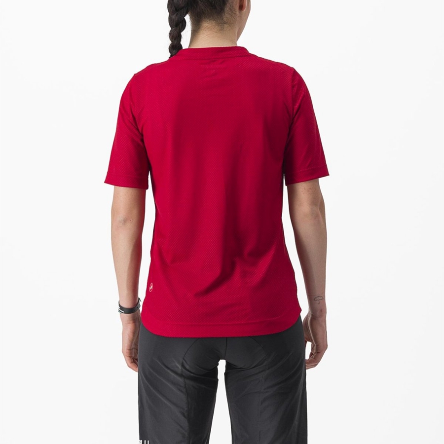 Castelli TRAIL TECH 2 W TEE Women Jersey Dark Red | JGFH03865