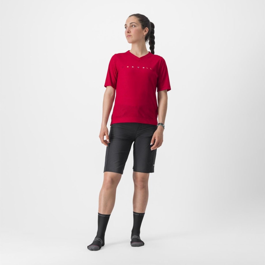 Castelli TRAIL TECH 2 W TEE Women Jersey Dark Red | JGFH03865