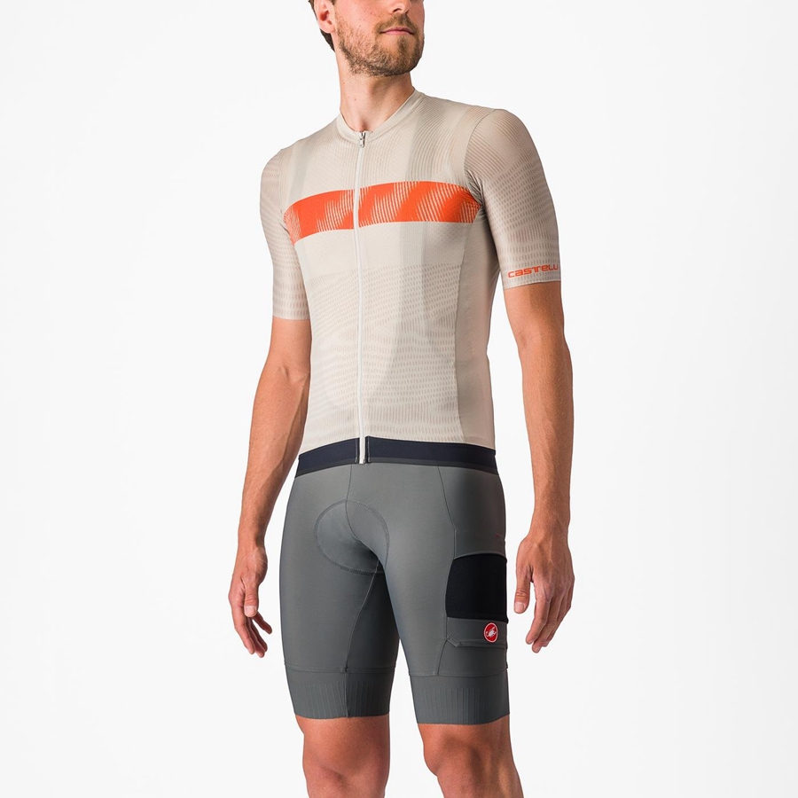 Castelli UNLIMITED ENDURANCE Men Jersey Silver / Orange Red | SDMI23816