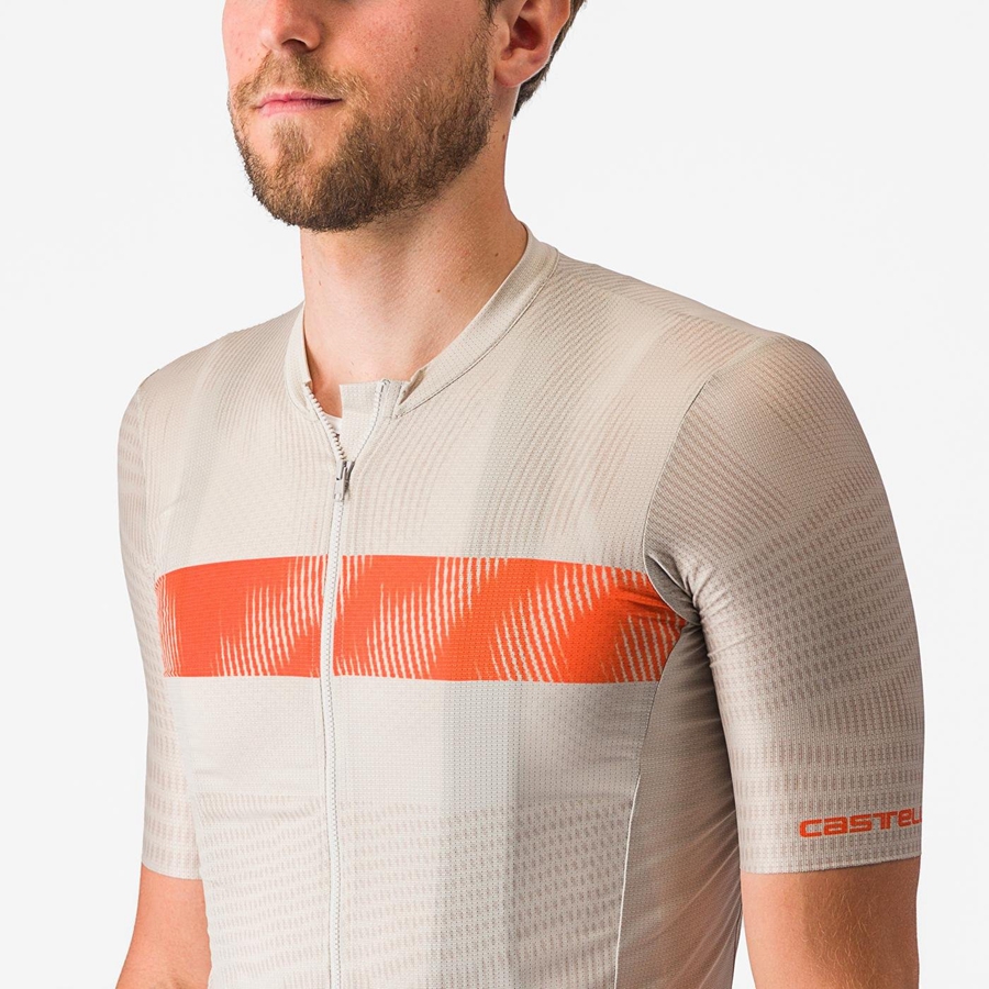 Castelli UNLIMITED ENDURANCE Men Jersey Silver / Orange Red | SDMI23816