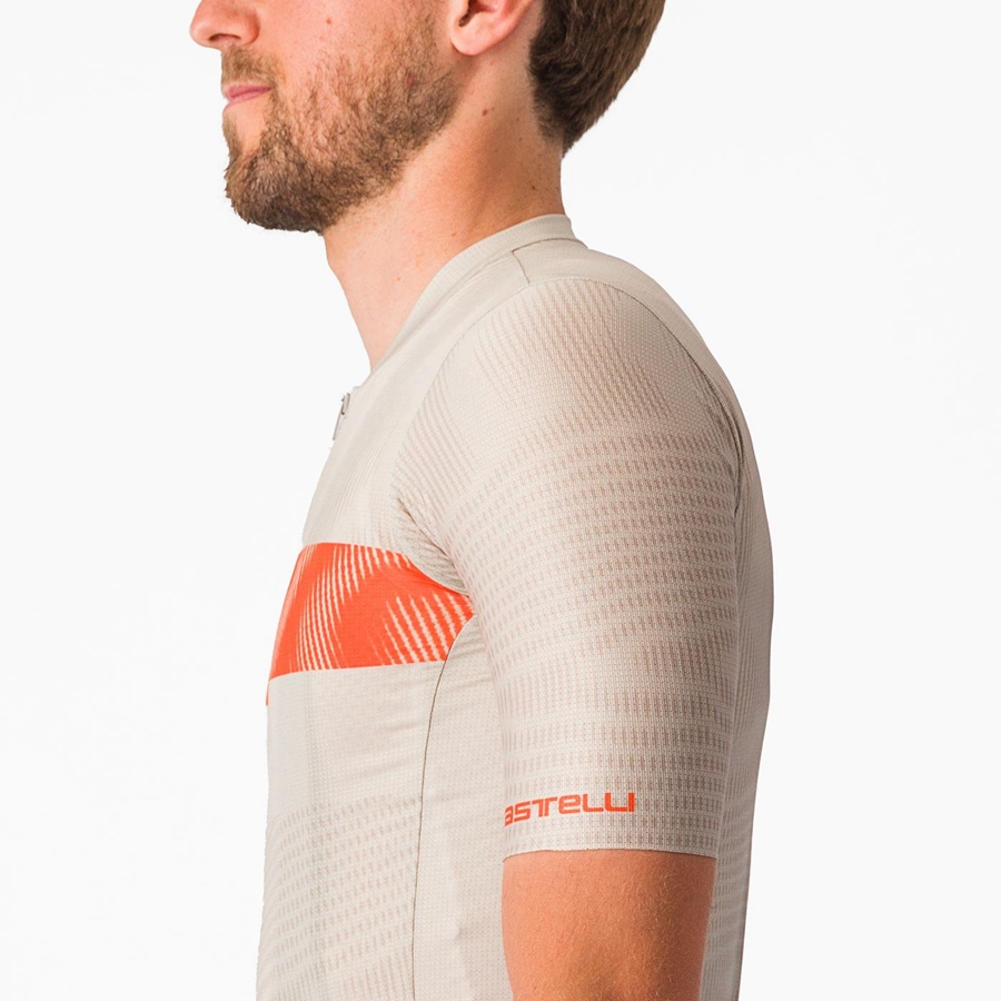 Castelli UNLIMITED ENDURANCE Men Jersey Silver / Orange Red | SDMI23816