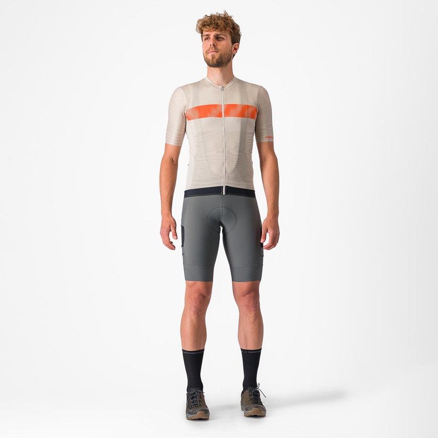 Castelli UNLIMITED ENDURANCE Men Jersey Silver / Orange Red | SDMI23816