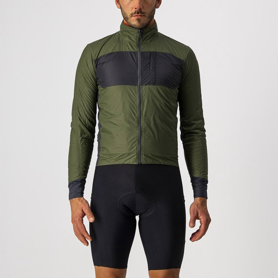 Castelli UNLIMITED PUFFY Men Jackets Light Green / Dark Grey | QHFE01964