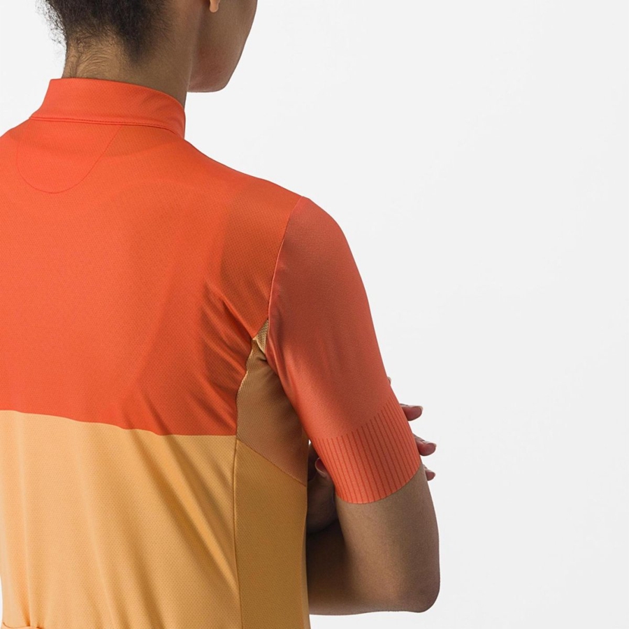 Castelli VELOCISSIMA Women Jersey Orange / Deep Red | IJSF78246