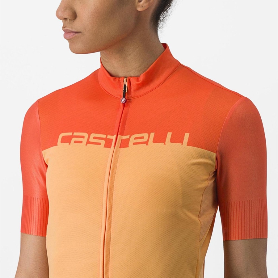 Castelli VELOCISSIMA Women Jersey Orange / Deep Red | IJSF78246