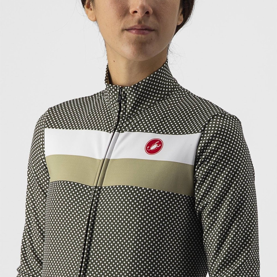 Castelli VOLARE LS Women Jersey Green / White / Green | TCID09714